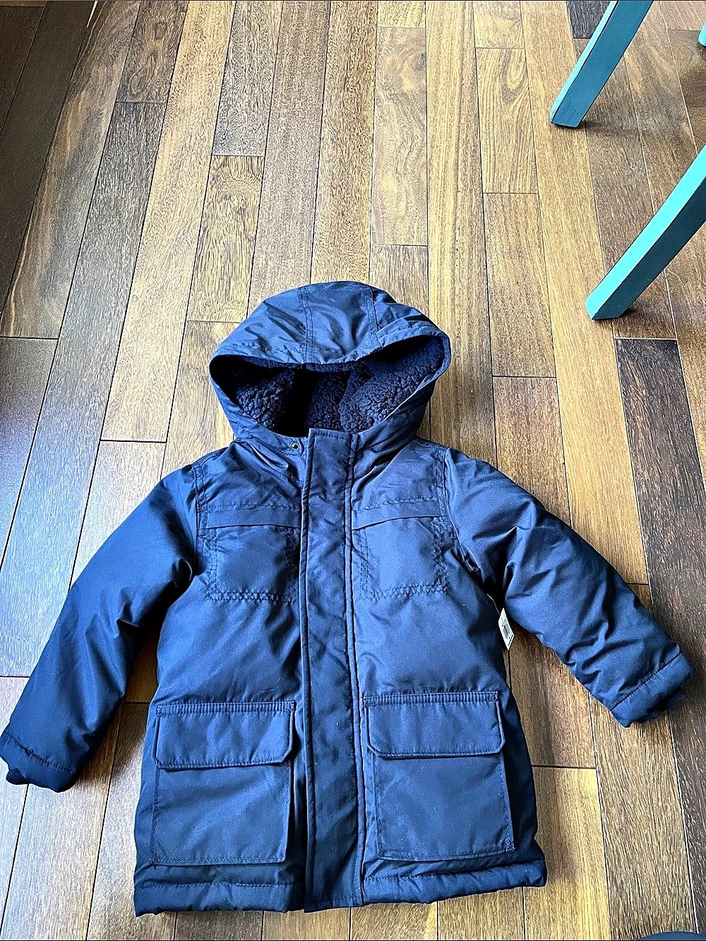 Old Navy Boys Size 4T Blue Hooded Puffer Jacket NWT